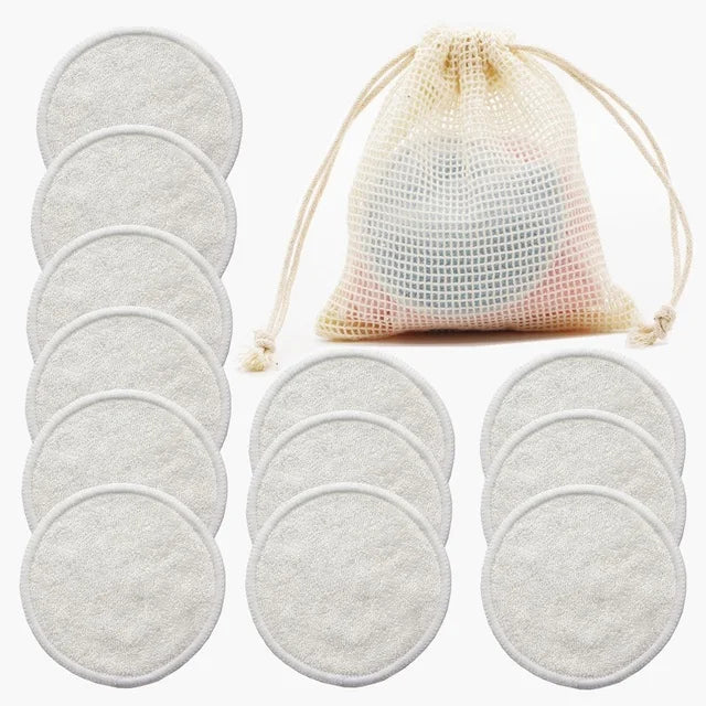 Reusable Bamboo Makeup Remover Pads – 12 Washable Cotton Pads for Skincare