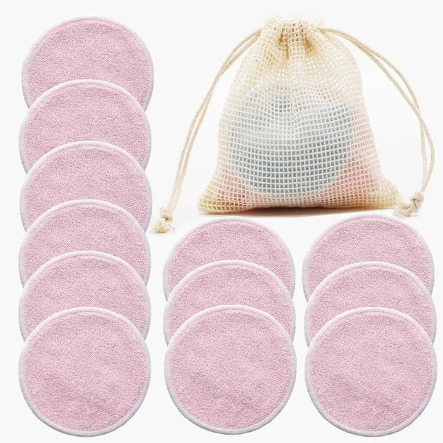 Reusable Bamboo Makeup Remover Pads – 12 Washable Cotton Pads for Skincare