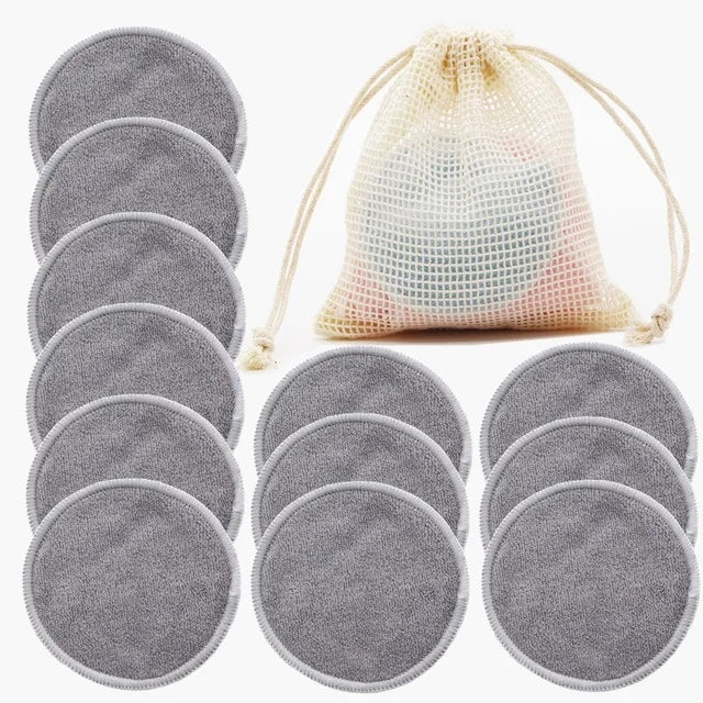 Reusable Bamboo Makeup Remover Pads – 12 Washable Cotton Pads for Skincare