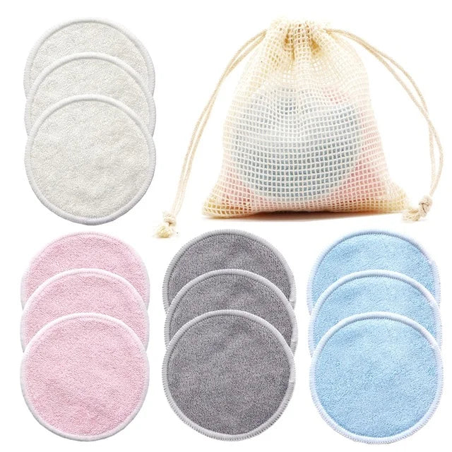 Reusable Bamboo Makeup Remover Pads – 12 Washable Cotton Pads for Skincare