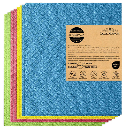 Swedish Dishcloths – Reusable, Washable Eco-Friendly Kitchen Cloths, 6–20 Pack