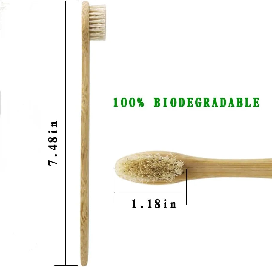 Natural Bamboo Toothbrushes – 5-Pack Biodegradable Boar Bristle Eco Oral Care