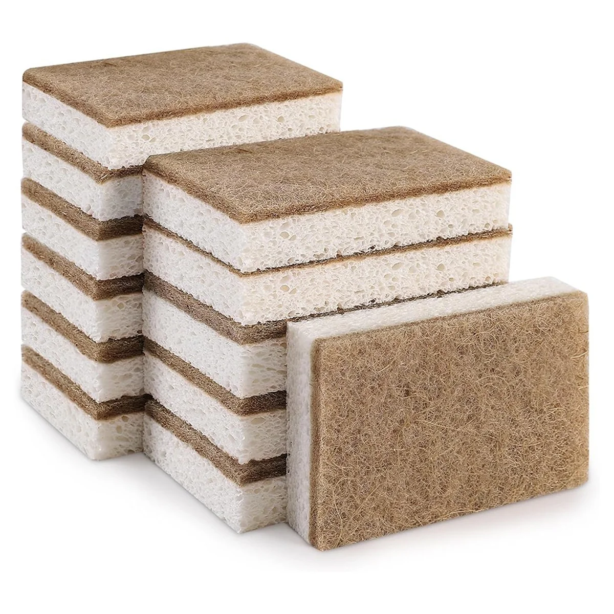 Eco-Friendly Natural Dish Sponges – 12 Biodegradable Sponges with Scrubber
